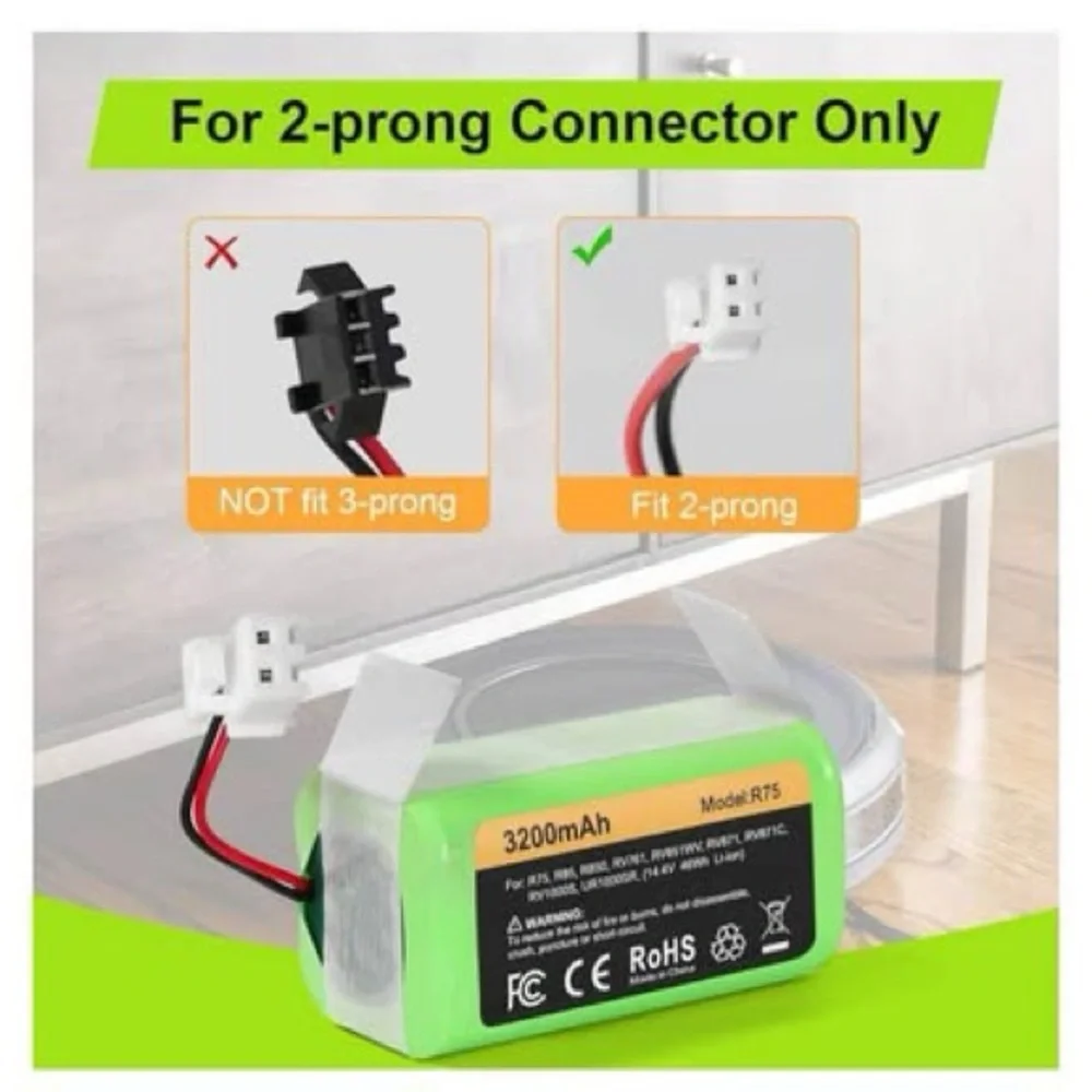 Replacement RVBAT850 Battery (3200mAh, 2-Prong Connector)